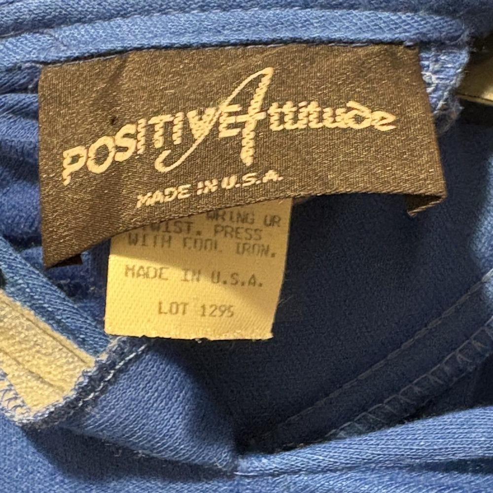Vintage 1980s Positive Attitude Blue Belted Womens Dress Retro - Picture 7 of 7